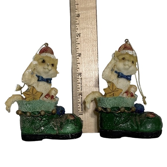 Vintage Cat Puss in Boots Ornaments Christmas Tree Decor Cats in Boots Set of 2 - Picture 9 of 16